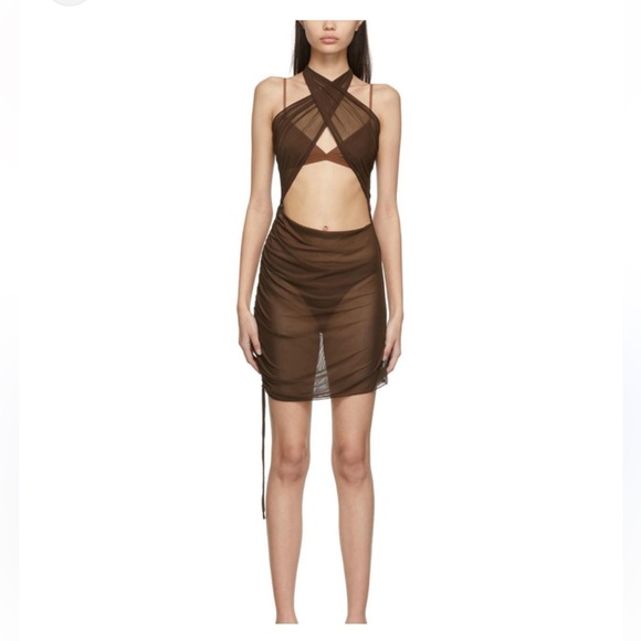 Kim Shui Dresses & Skirts - KIM SHUI SSENSE Exclusive Brown Mesh Wrap Dress XS